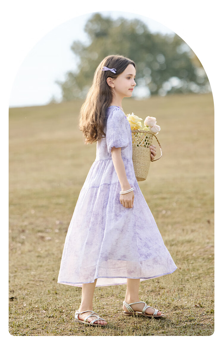 CHANZUIGOU Kids Purple Dress 2026 Spring New Stylish Children's Princess Dress Beach Vacation Dress 15
